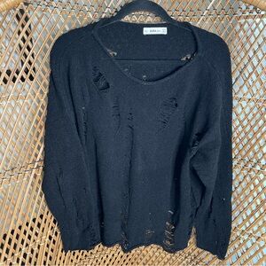 Zara Black Distressed Women's Sweater